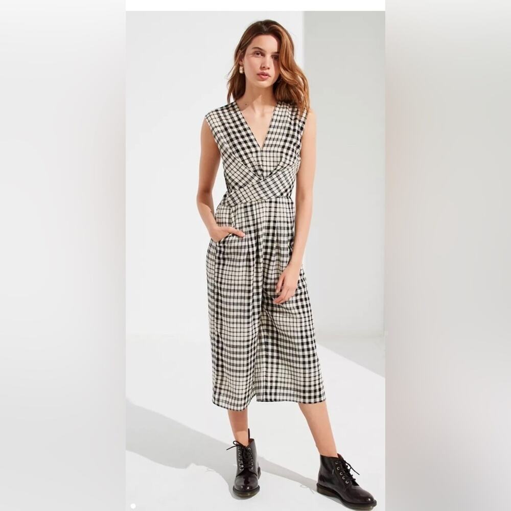Urban Outfitters Surplice Gingham Jumpsuit